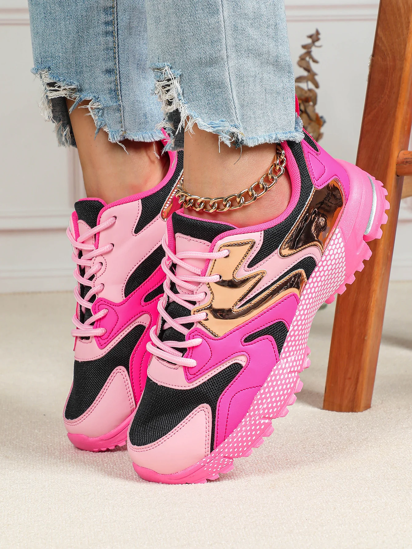 Color-blocked Platform Women's Casual Sneakers - Image 2