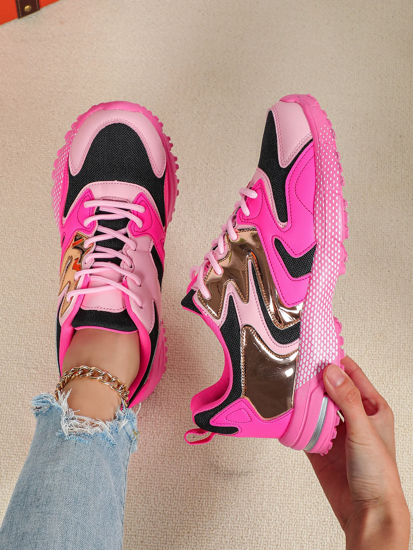 Color-blocked Platform Women's Casual Sneakers - Image 4