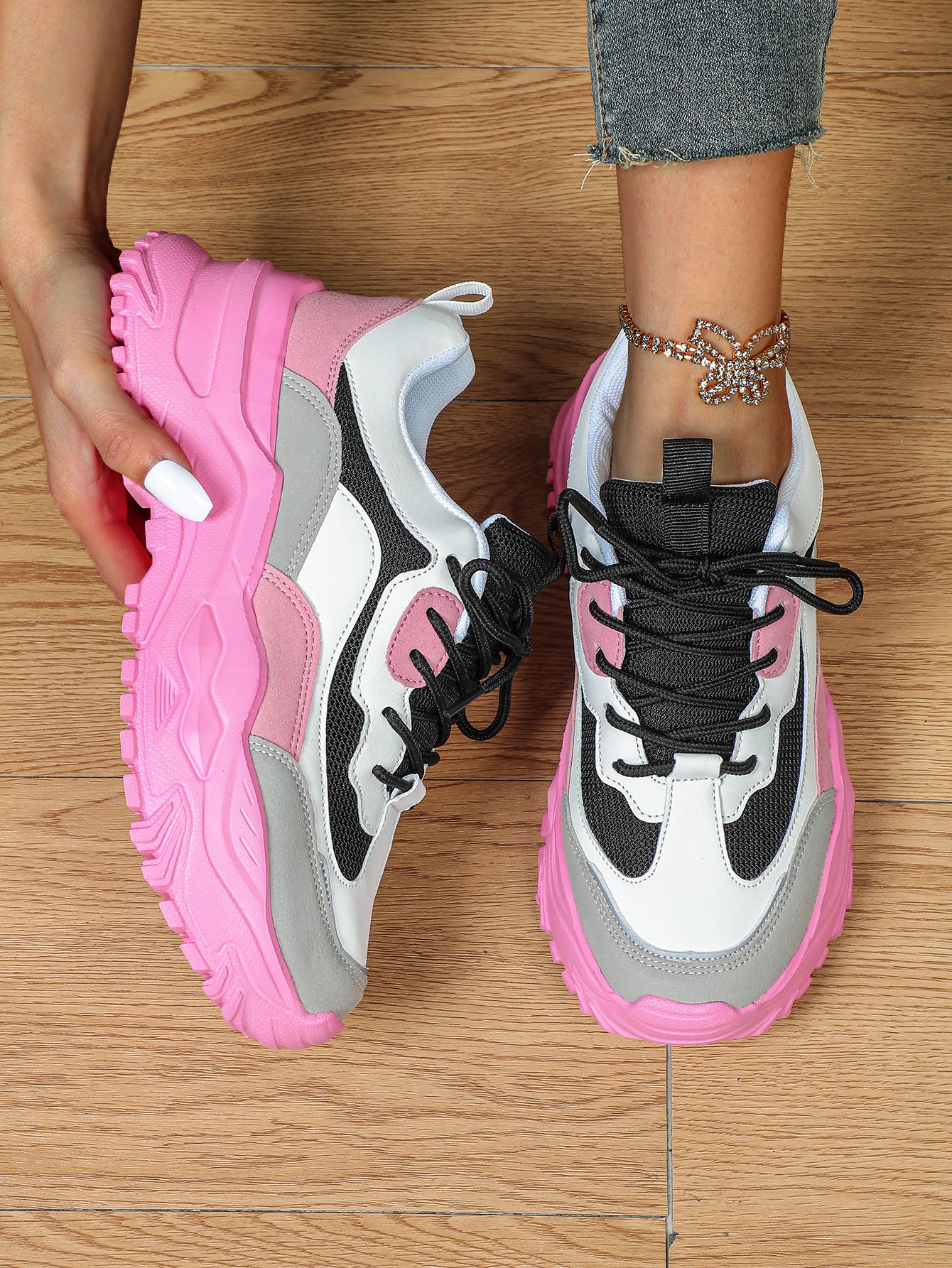 Color-blocked Platform Women's Casual Sneakers - Image 2