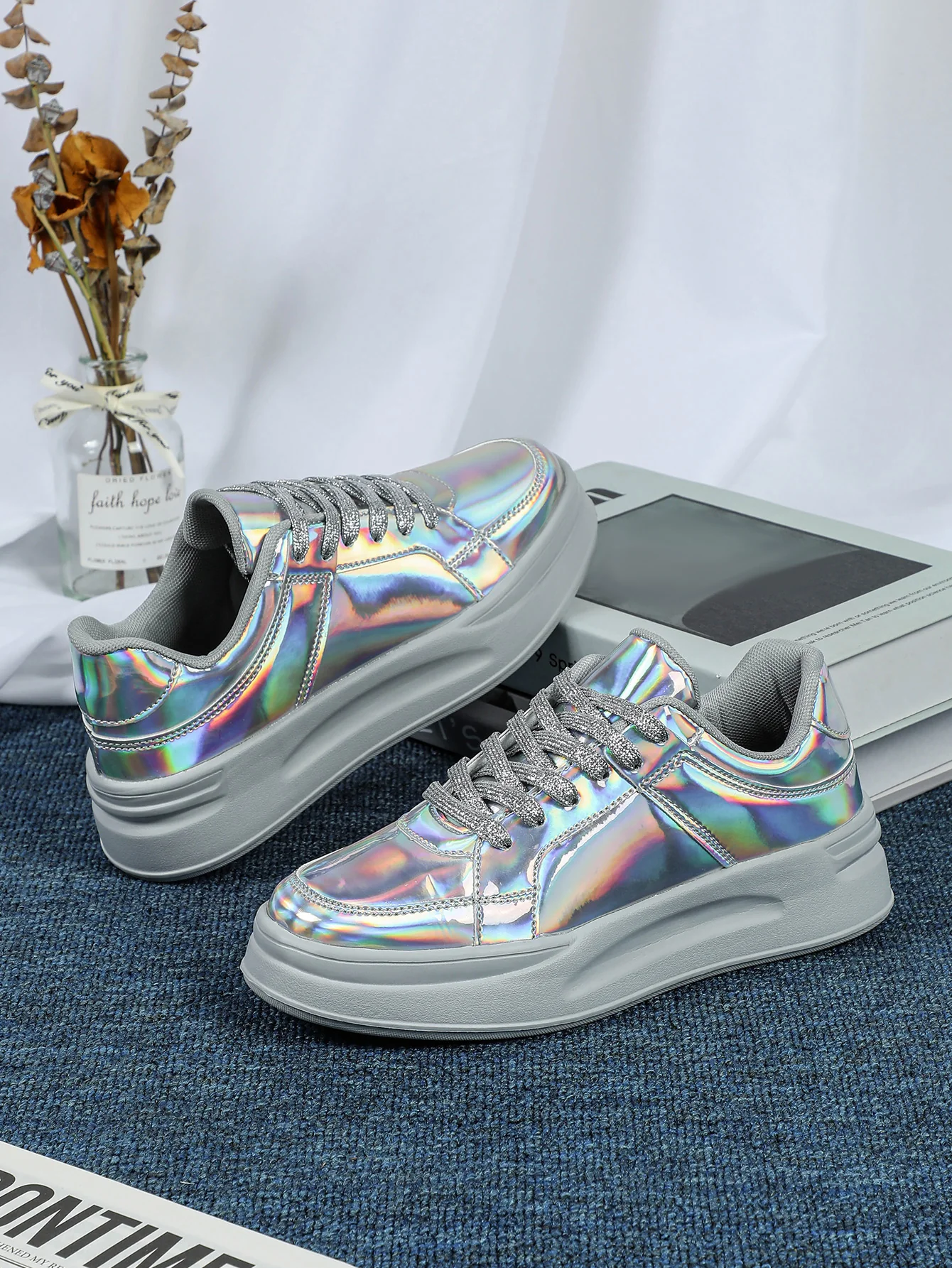 Bright Silver Women's Casual Sports Shoes - Image 3