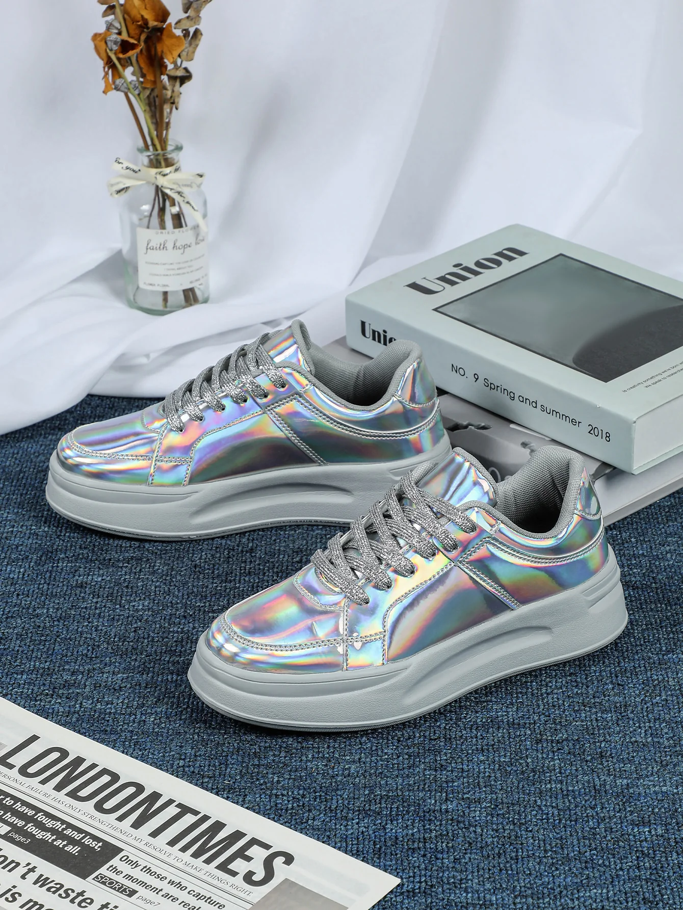 Bright Silver Women's Casual Sports Shoes - Image 4