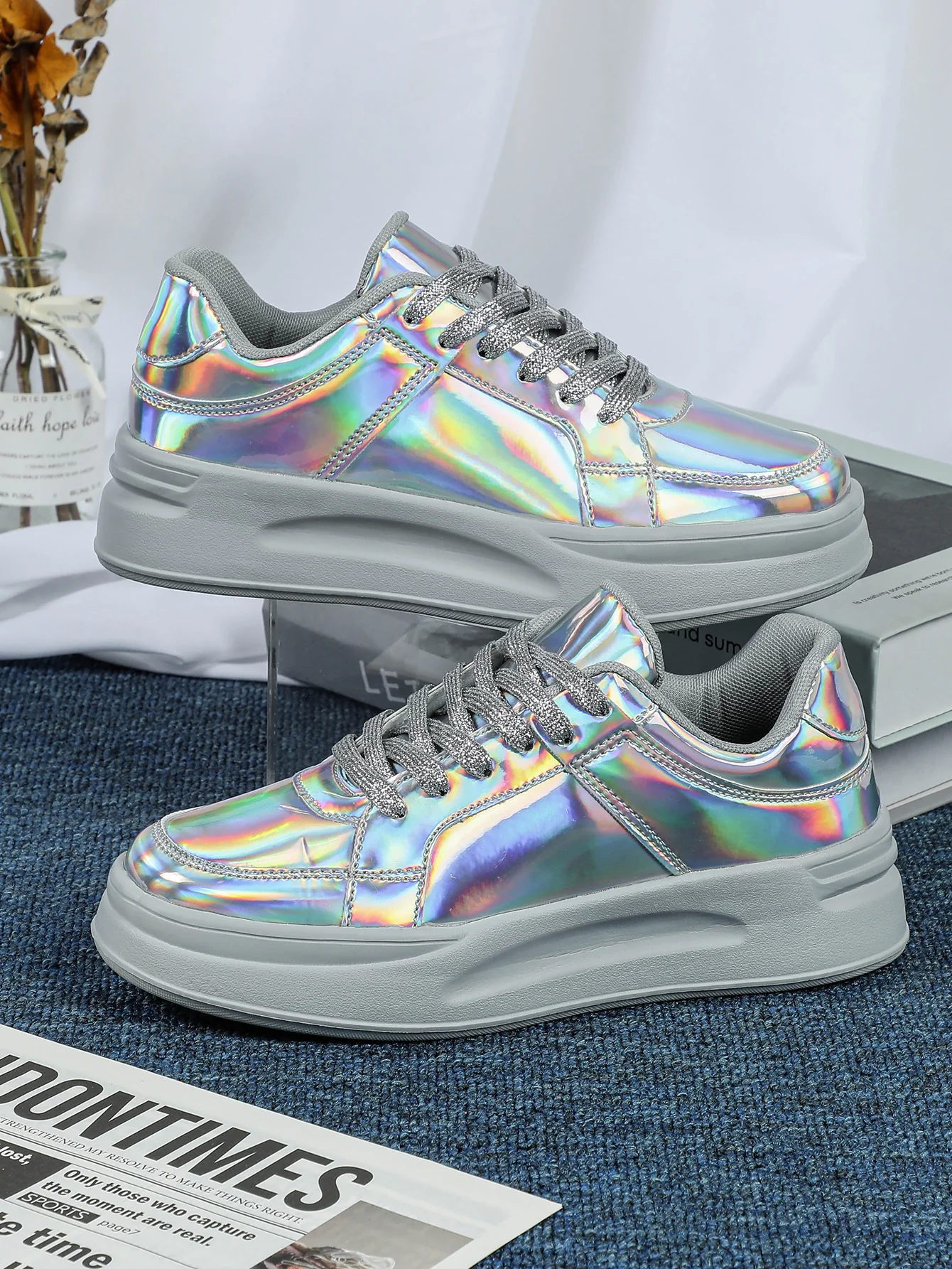 Bright Silver Women's Casual Sports Shoes - Image 5