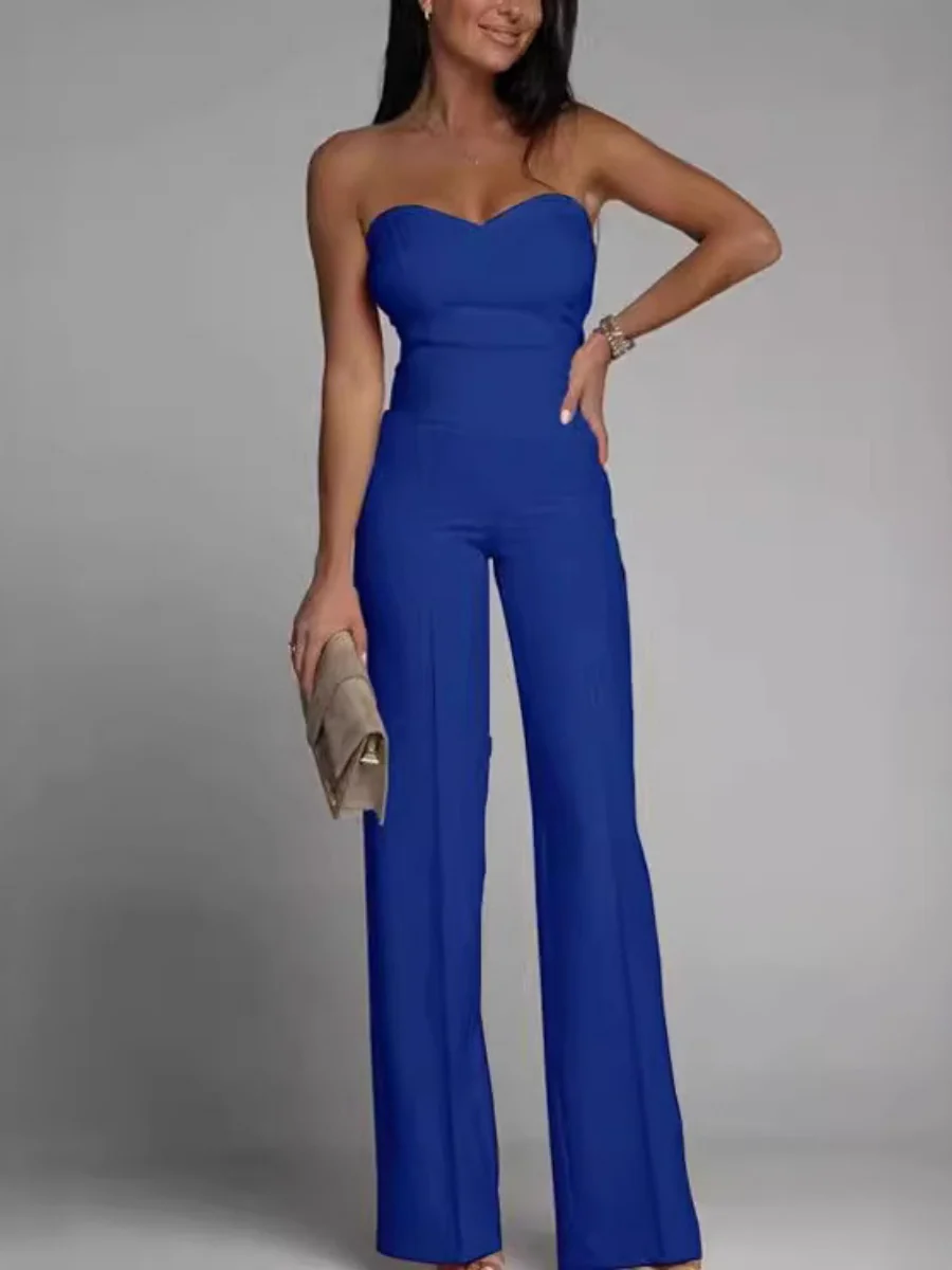 Tube Top Suit Trousers Straight-fit Leisure Sexy Jumpsuits