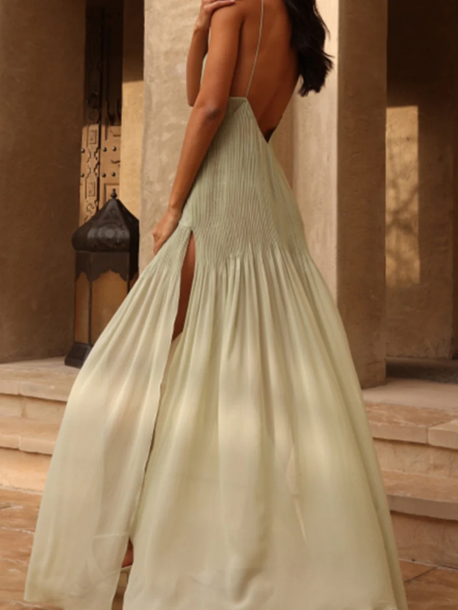 Perspective Crimp Splicing Camisoles Maxi Dresses - Image 7