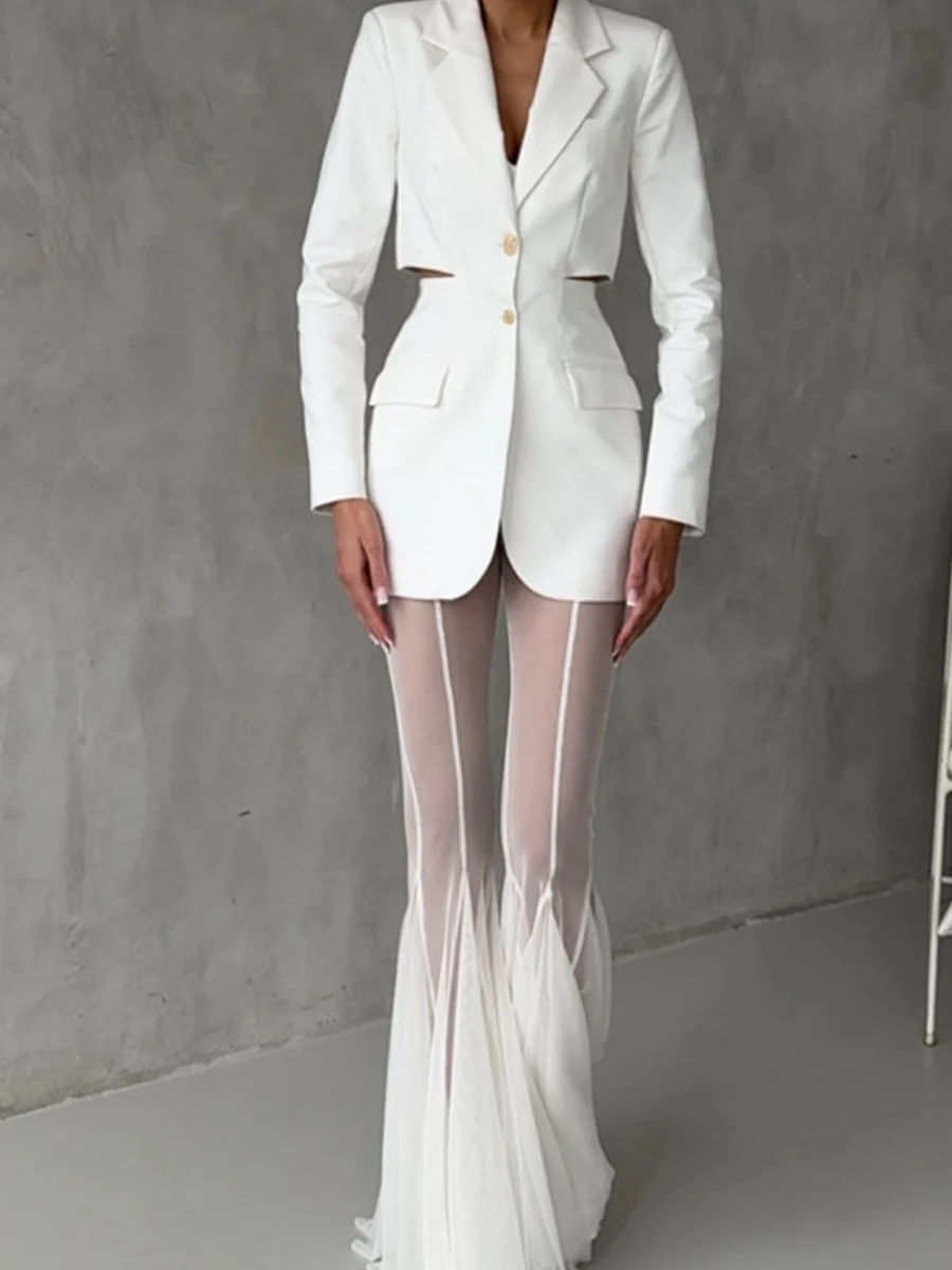 Mesh Stretch Bell-bottoms INS Loose Pants - Image 12