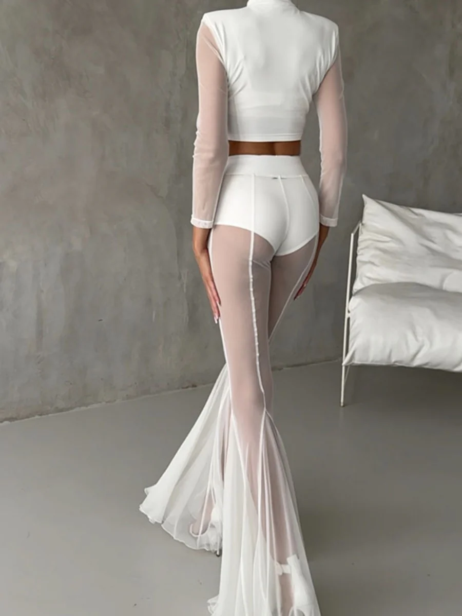 Mesh Stretch Bell-bottoms INS Loose Pants - Image 16