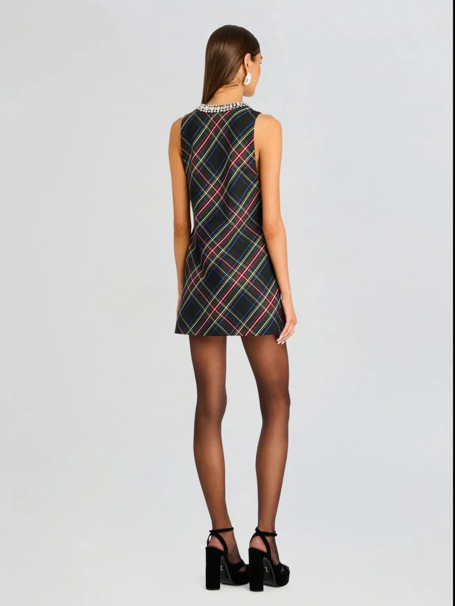 V-neck Rhinestone-studded Sleeveless Temperament Grace Parties Mini&Short Dresses - Image 4