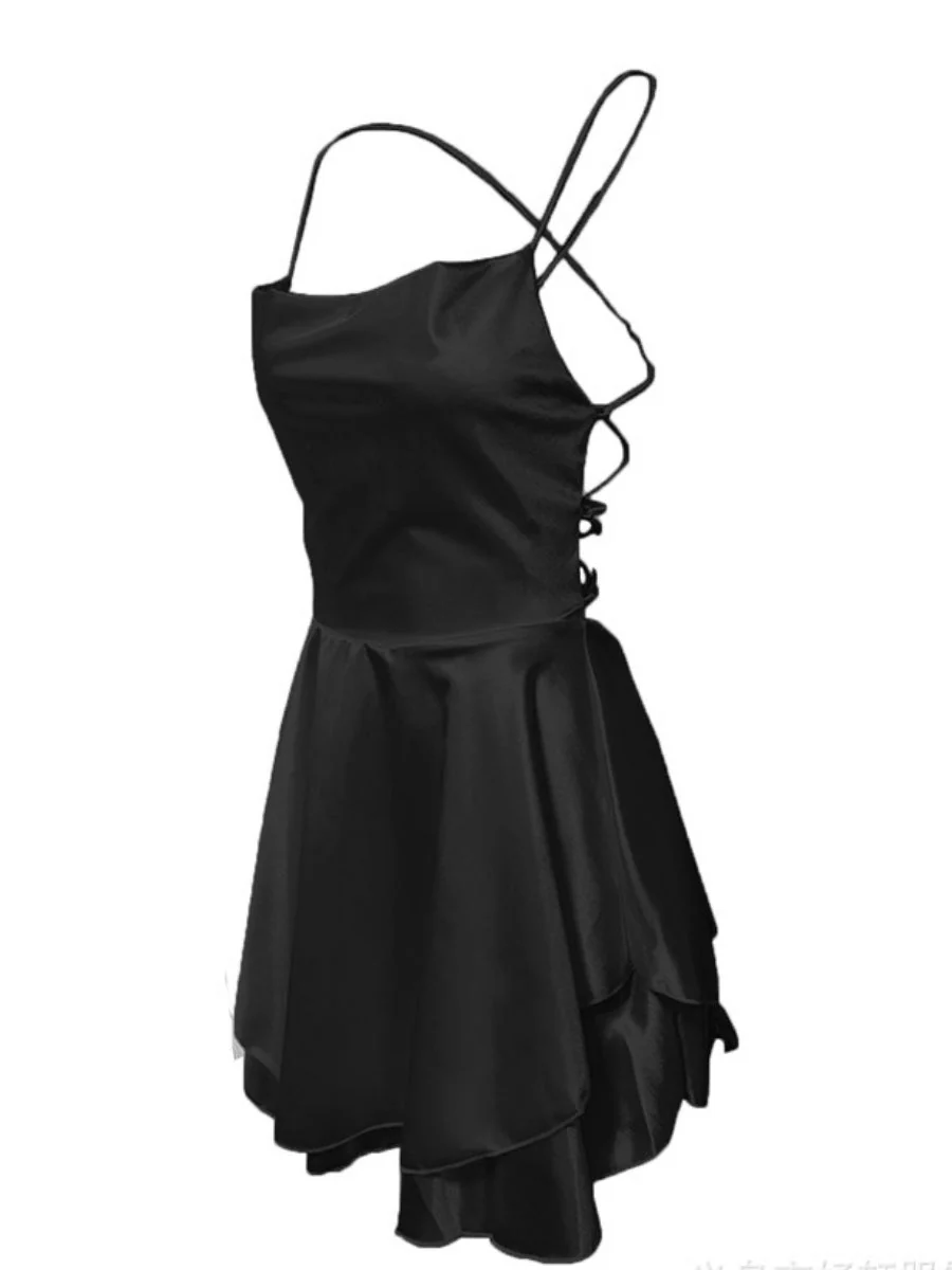 Camisoles Swing Collar Backless Drawstring Mini&Short Dresses - Image 36