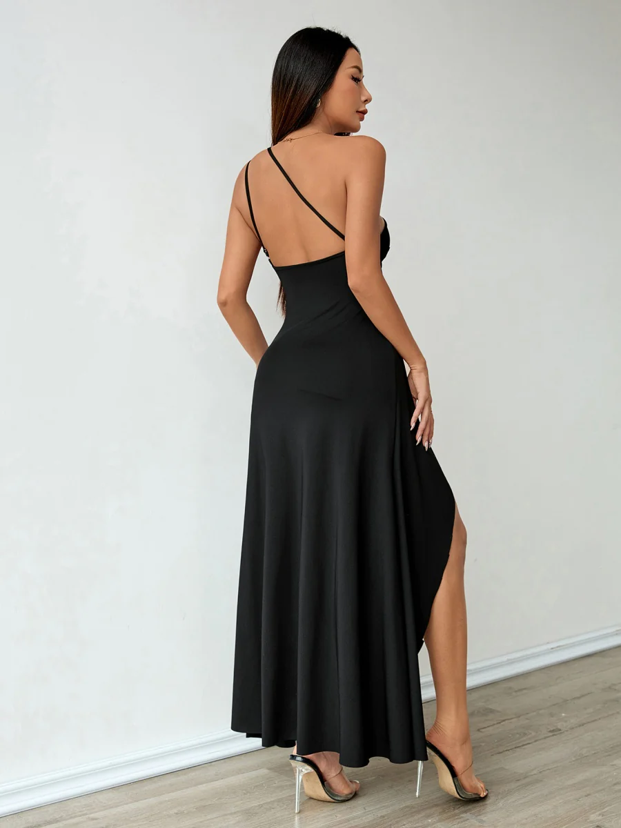 Sloping Shoulders Slit Grace Prom Parties Maxi Dresses - Image 2
