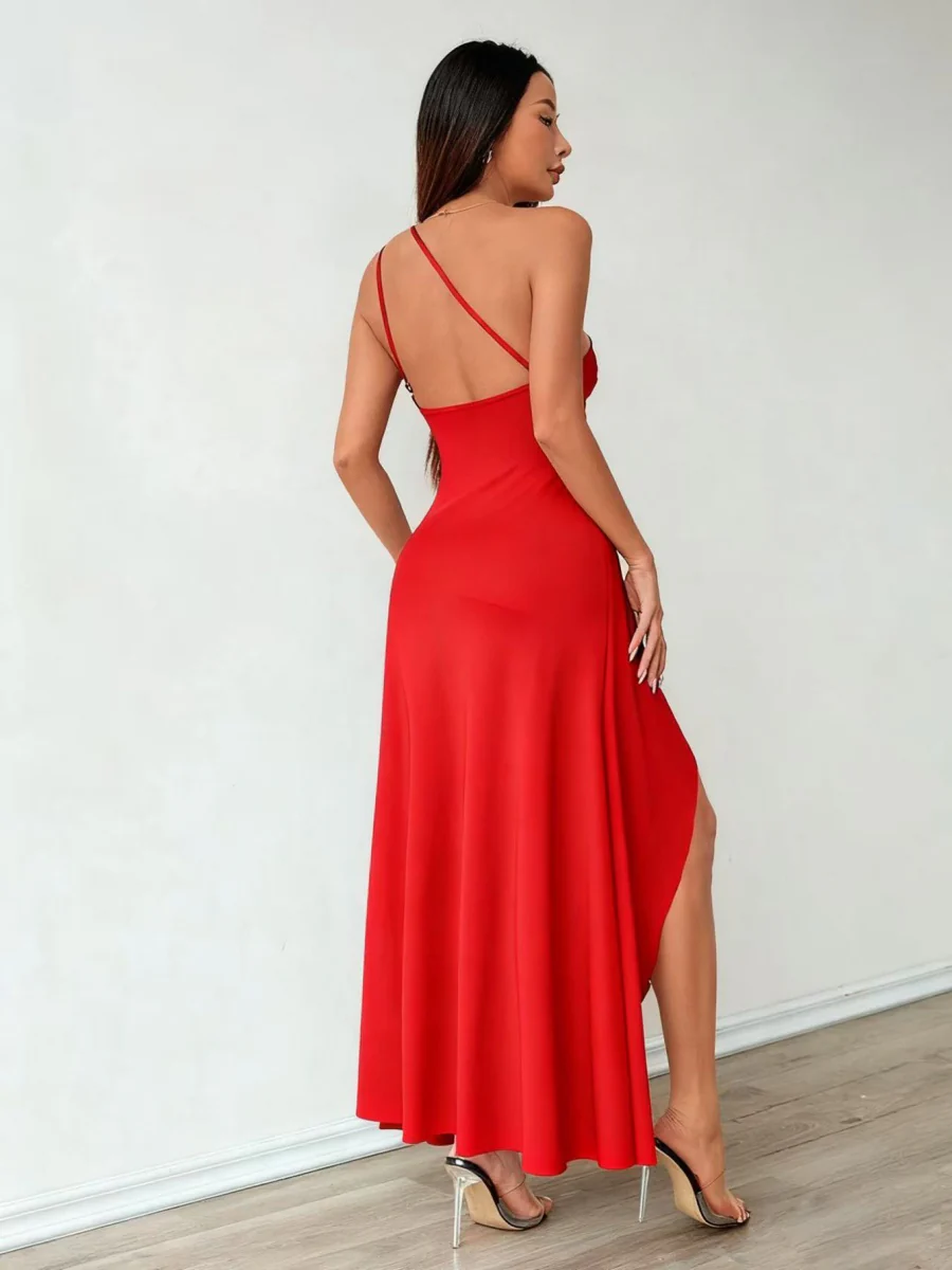 Sloping Shoulders Slit Grace Prom Parties Maxi Dresses - Image 6