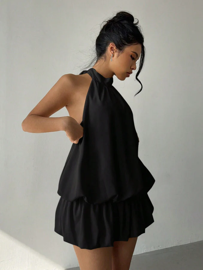 Halter Bandage Backless Flower Bud Skirt Mini&Short Dresses - Image 7