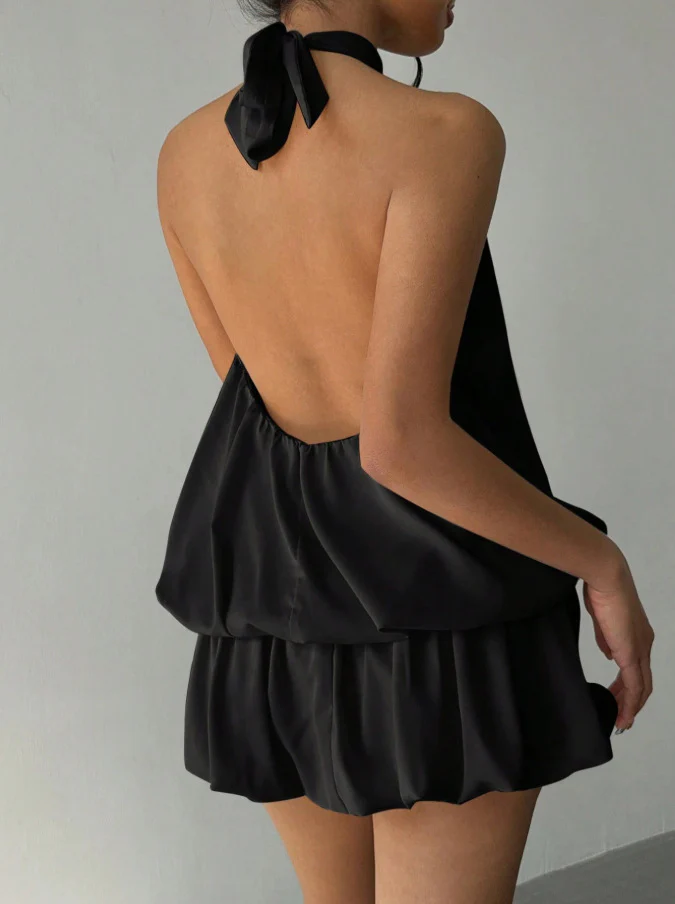 Halter Bandage Backless Flower Bud Skirt Mini&Short Dresses - Image 8