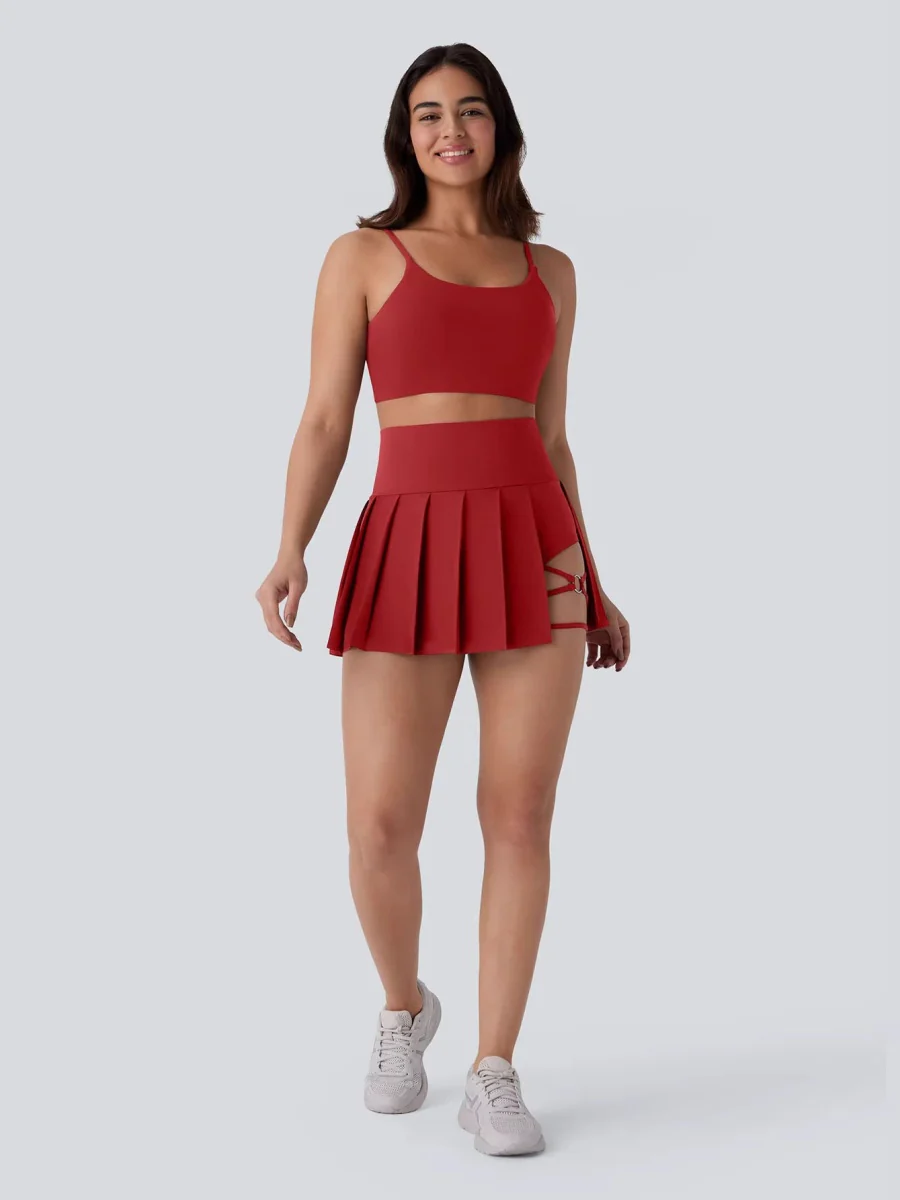Irregular Pleated Skirt Round Button Skirts - Image 3
