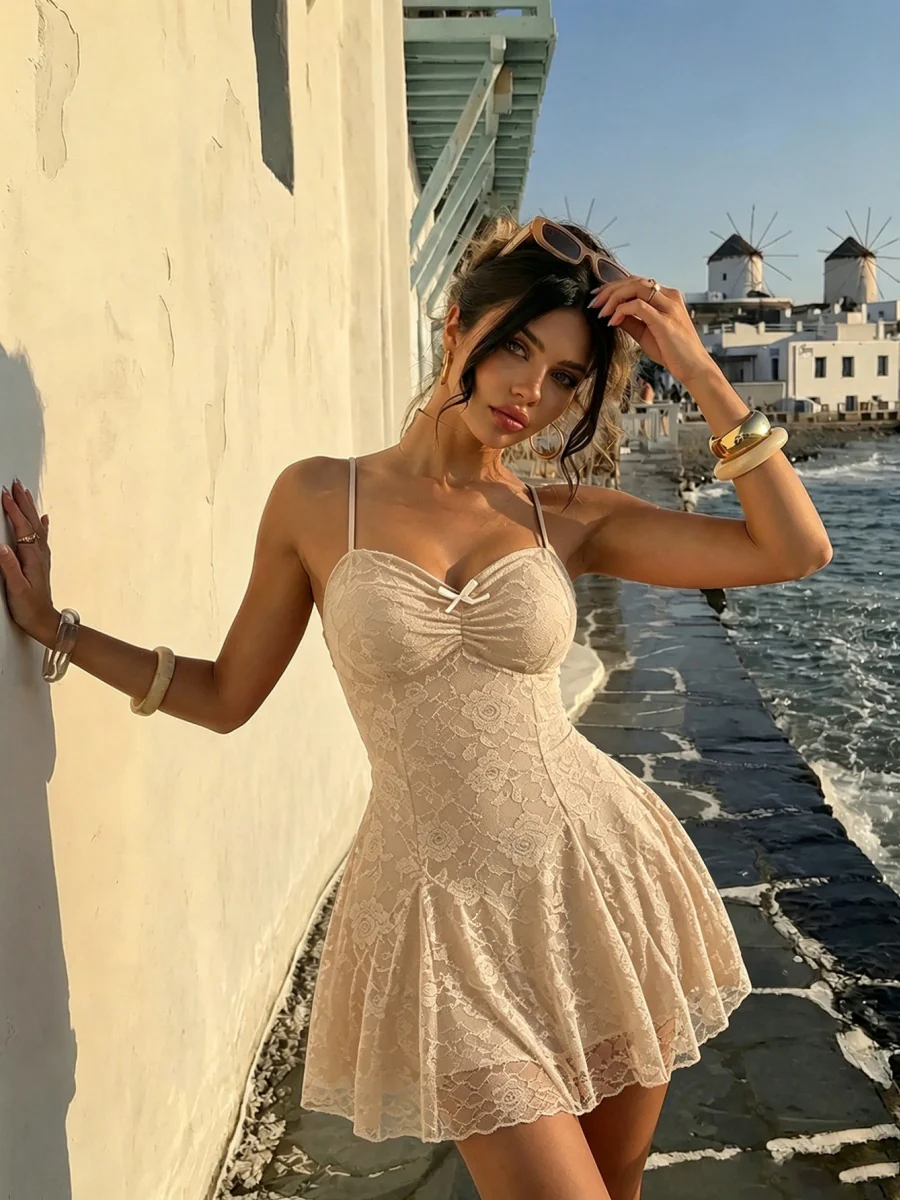 Lace Camisoles Waist Sweet Midi Dresses - Image 14