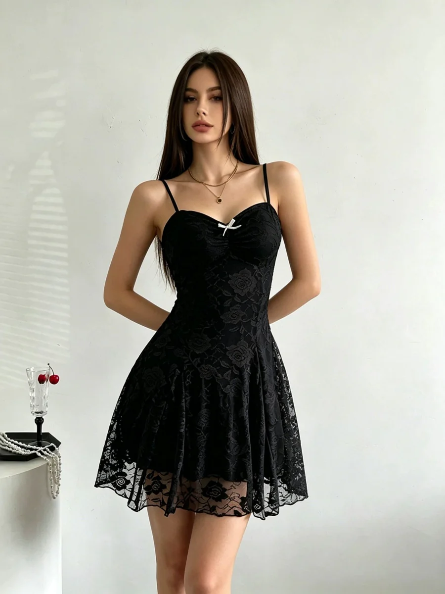 Lace Camisoles Waist Sweet Midi Dresses - Image 4