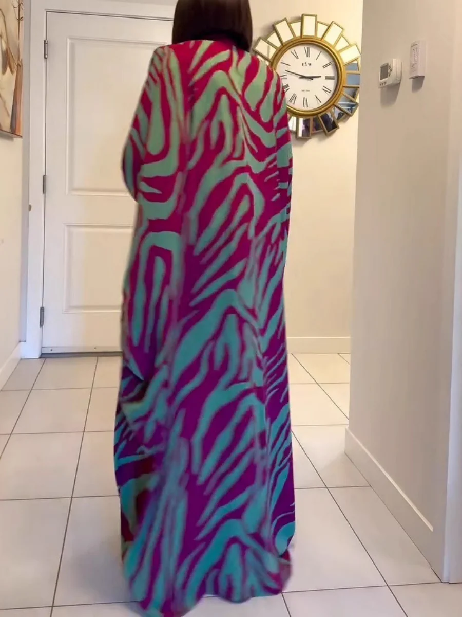 Printed Cloak Cardigan Leisure Robe Maxi Dresses - Image 4