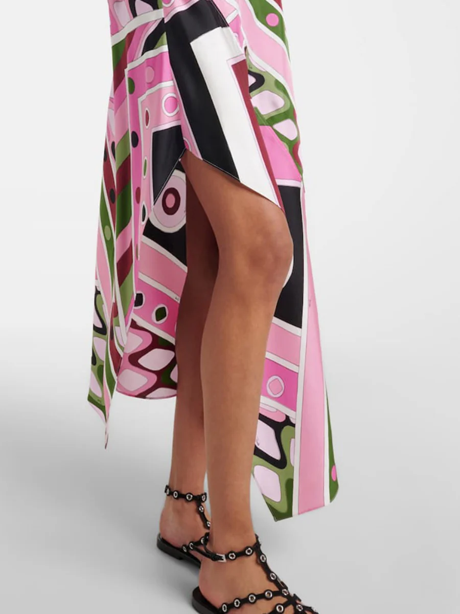 Printed Sleeveless Backless Irregular Hem Temperament Maxi Dresses - Image 3