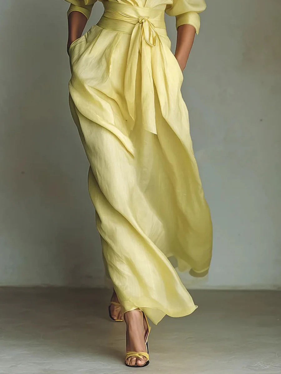 Lace Up Shirt Dress Sun Protection Shirt Maxi Dresses - Image 4