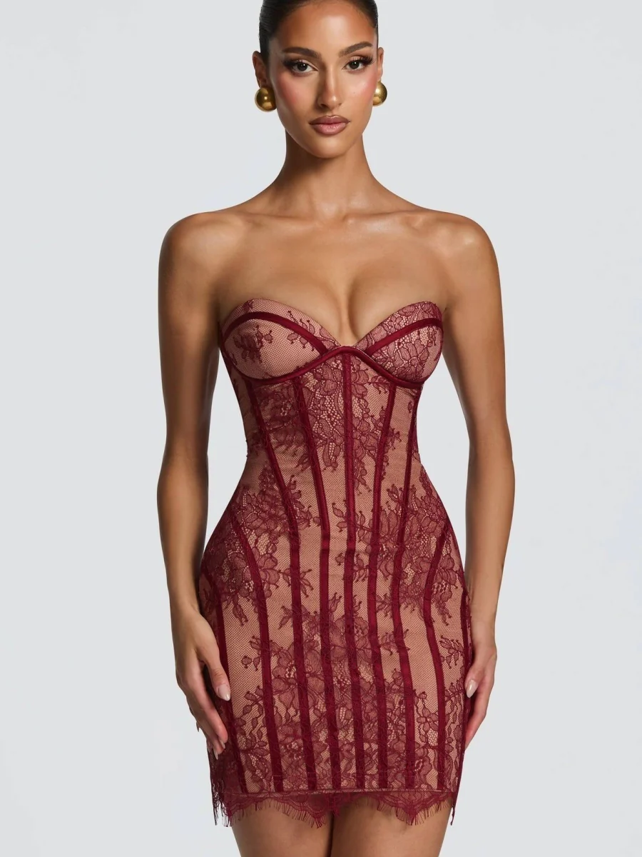 Lace Waist Corset Hip-hugging Formal Dress Mini&Short Dresses - Image 2
