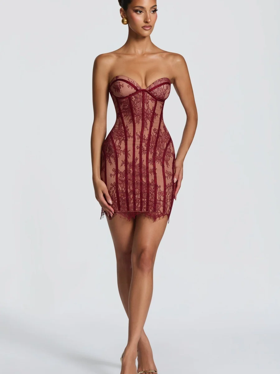Lace Waist Corset Hip-hugging Formal Dress Mini&Short Dresses - Image 3