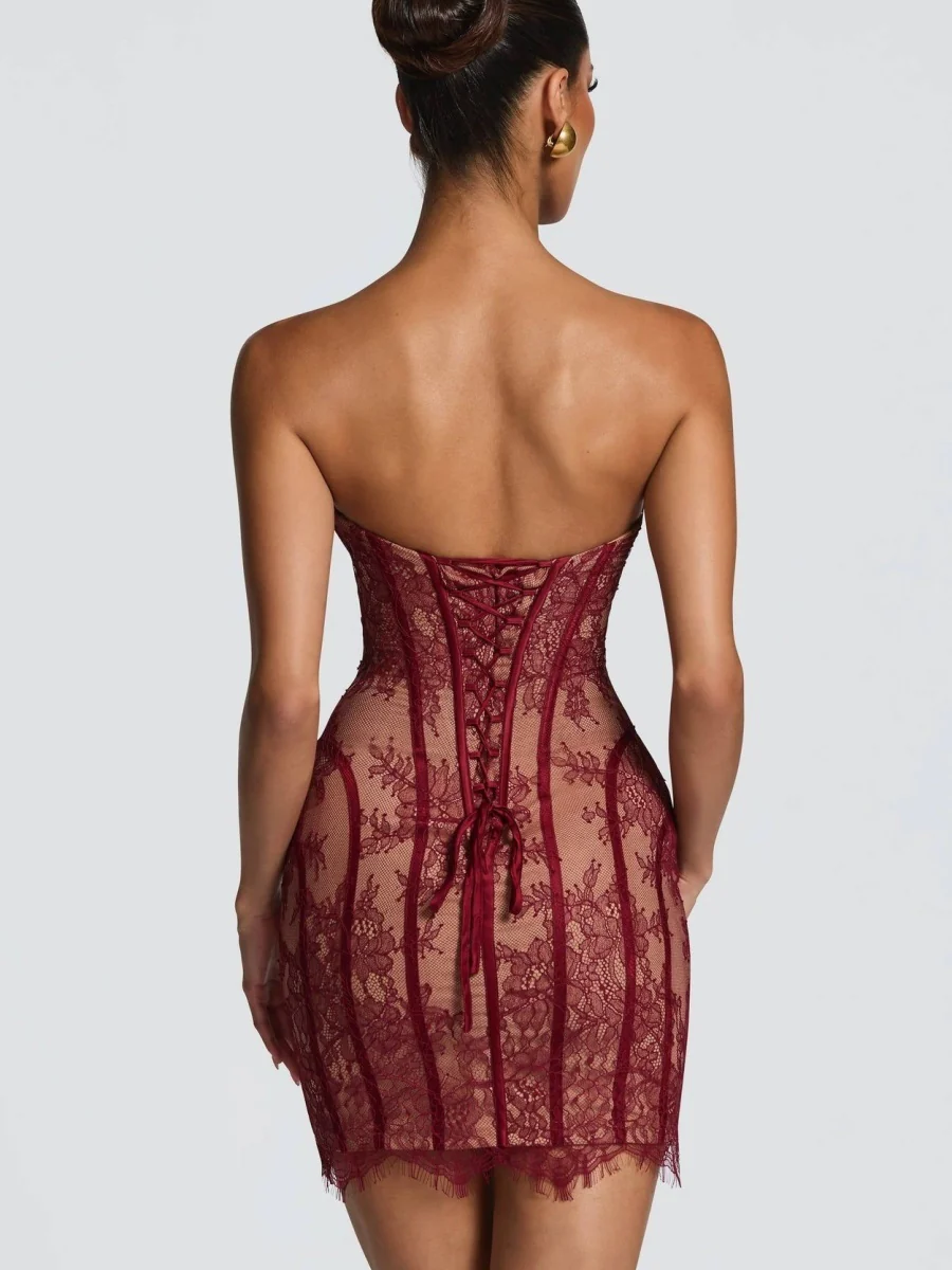 Lace Waist Corset Hip-hugging Formal Dress Mini&Short Dresses - Image 4