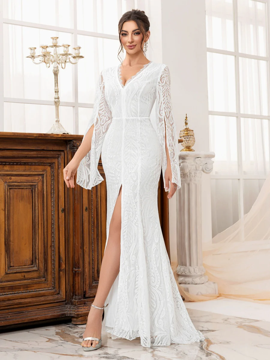 Sexy Slim-fit Fishtail Banquet Slit Evening Dress Maxi Dresses - Image 9