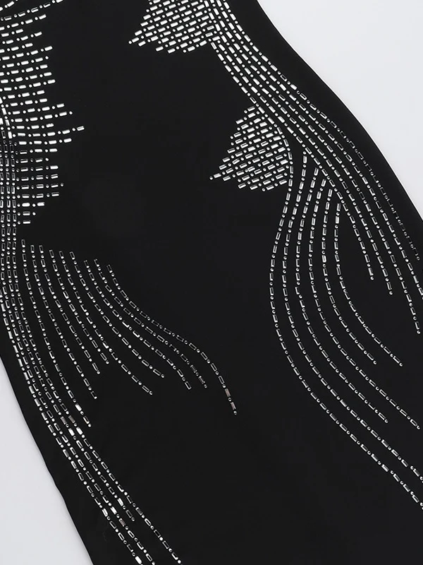 Angel Wings Slimming Rhinestone Strapless Long Dress - Image 9
