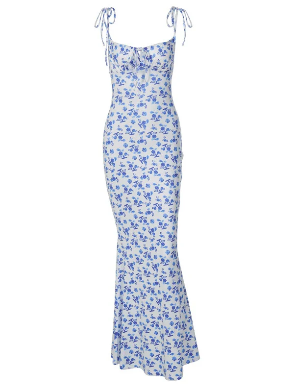 Floral Print Spaghetti Strap Maxi Dress - Image 22