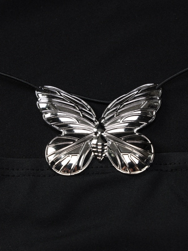 Hollowed-out Backless Design With Butterfly Metal Embellishments Mini&Short Dresses - Image 11