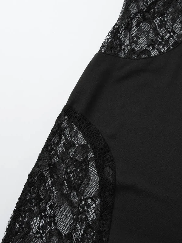 Patchwork Lace Hollow-out Waist-cinching Hip-hugging Spaghetti Strap Long Dress - Image 13