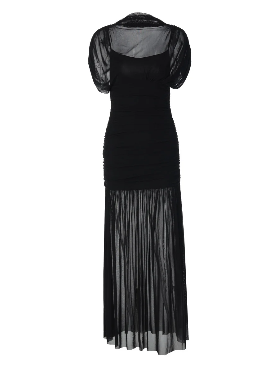 Fitted, Bodycon Maxi Dress With Mesh Panels - Image 15