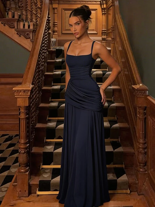 Solid Color Sleeveless Long Bodycon Dress With Back Tie Design - Image 13