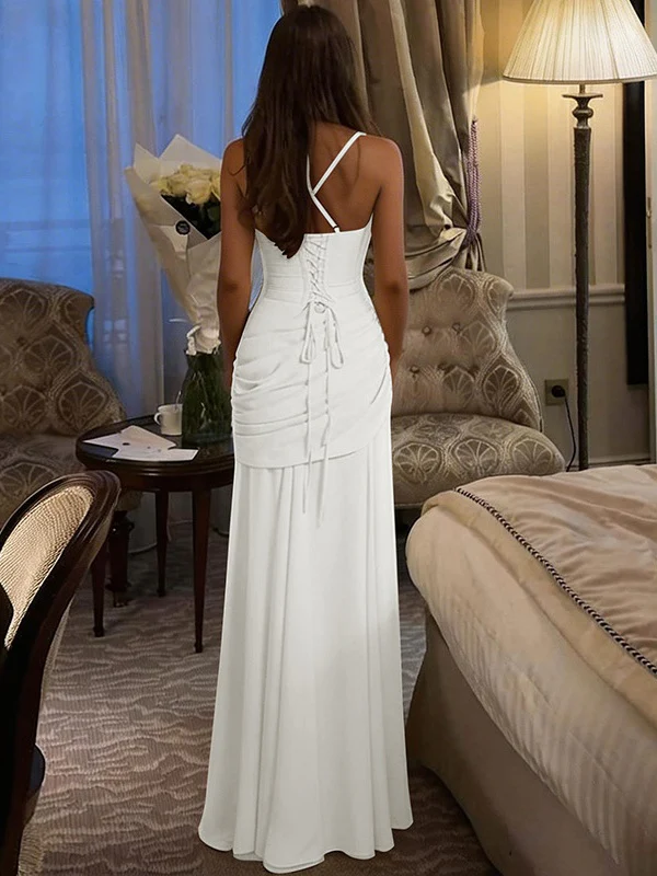 Solid Color Sleeveless Long Bodycon Dress With Back Tie Design - Image 27
