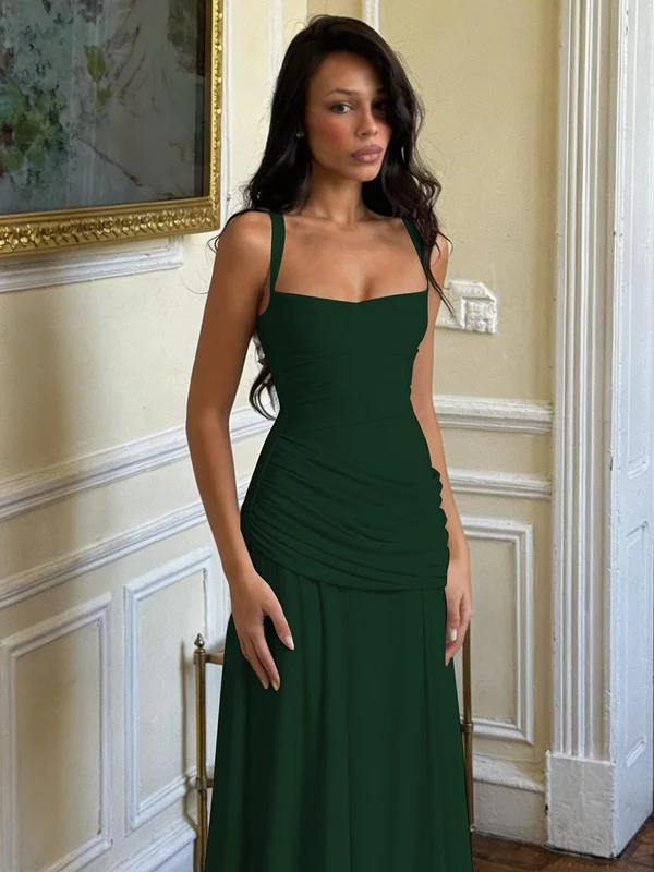 Solid Color Sleeveless Long Bodycon Dress With Back Tie Design - Image 34