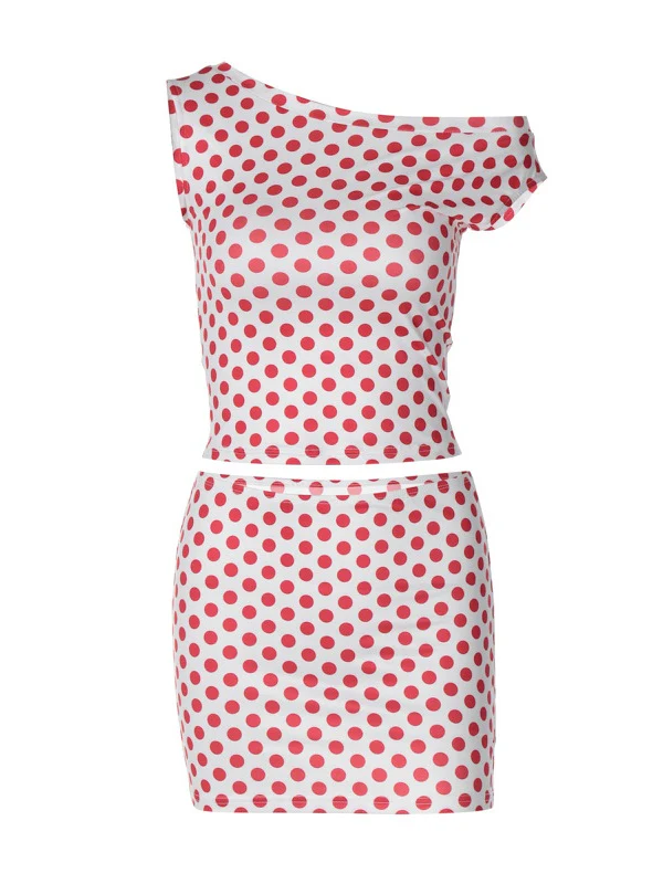 Polka Dot Top And Bodycon Skirt Two-piece Set - Image 11