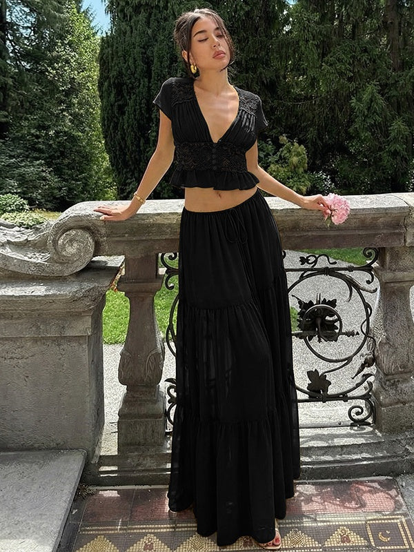 Silk Chiffon Cardigan T-shirt Loose See-through Long Dress With Tie - Image 14
