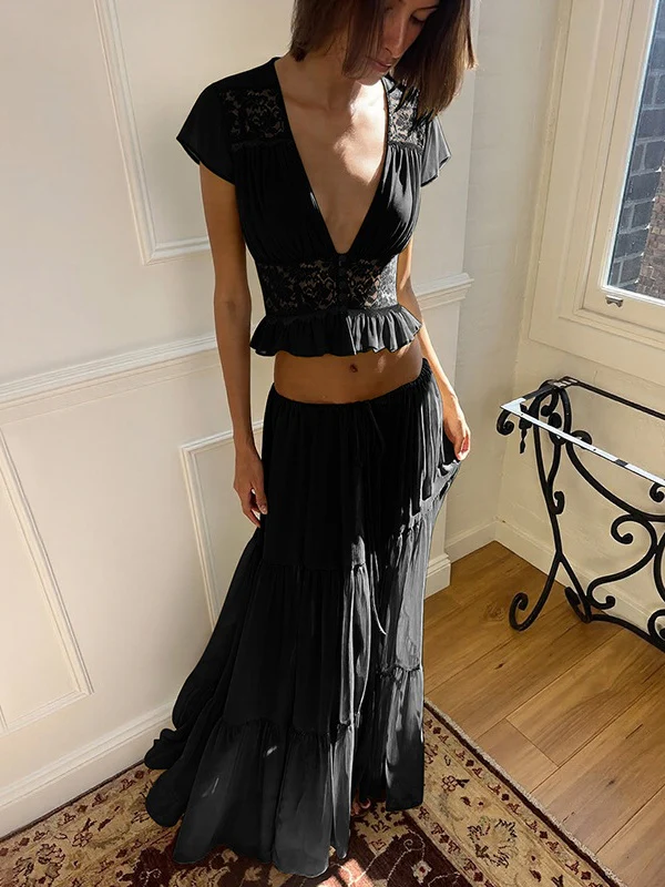 Silk Chiffon Cardigan T-shirt Loose See-through Long Dress With Tie - Image 15