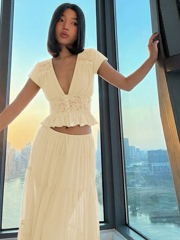 Silk Chiffon Cardigan T-shirt Loose See-through Long Dress With Tie - Image 24