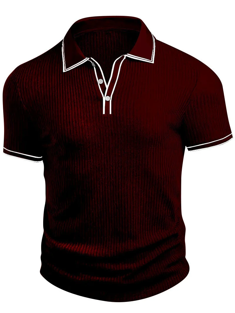 Color Matching Stripes Polo Shirt - Image 12