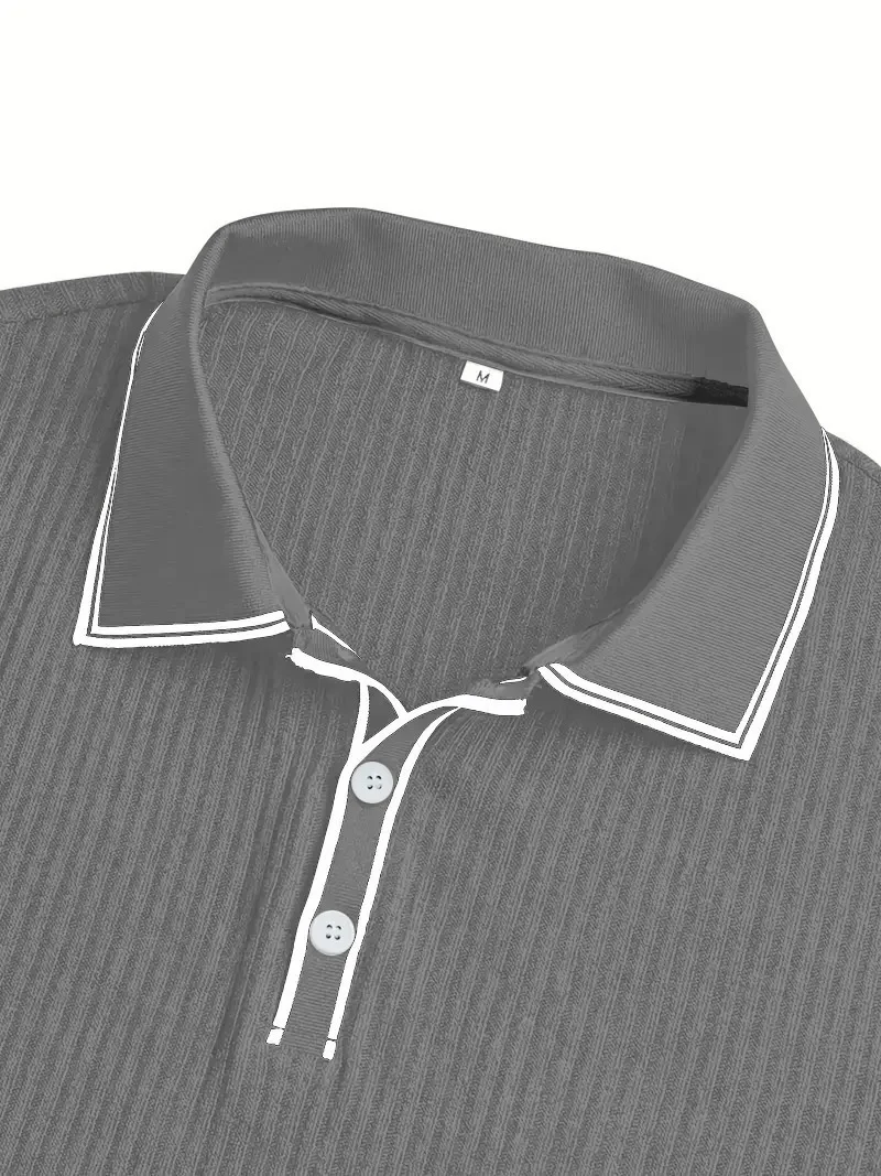 Color Matching Stripes Polo Shirt - Image 5