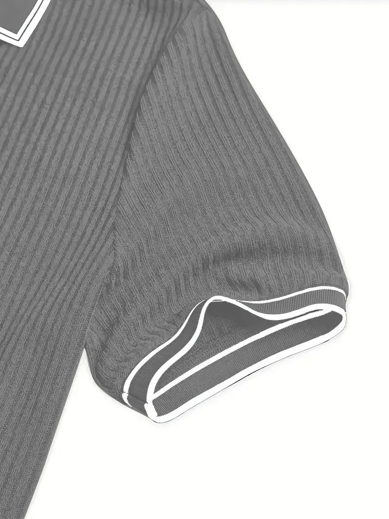 Color Matching Stripes Polo Shirt - Image 6