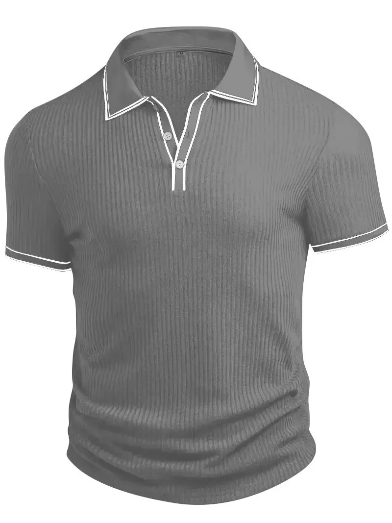 Color Matching Stripes Polo Shirt - Image 7
