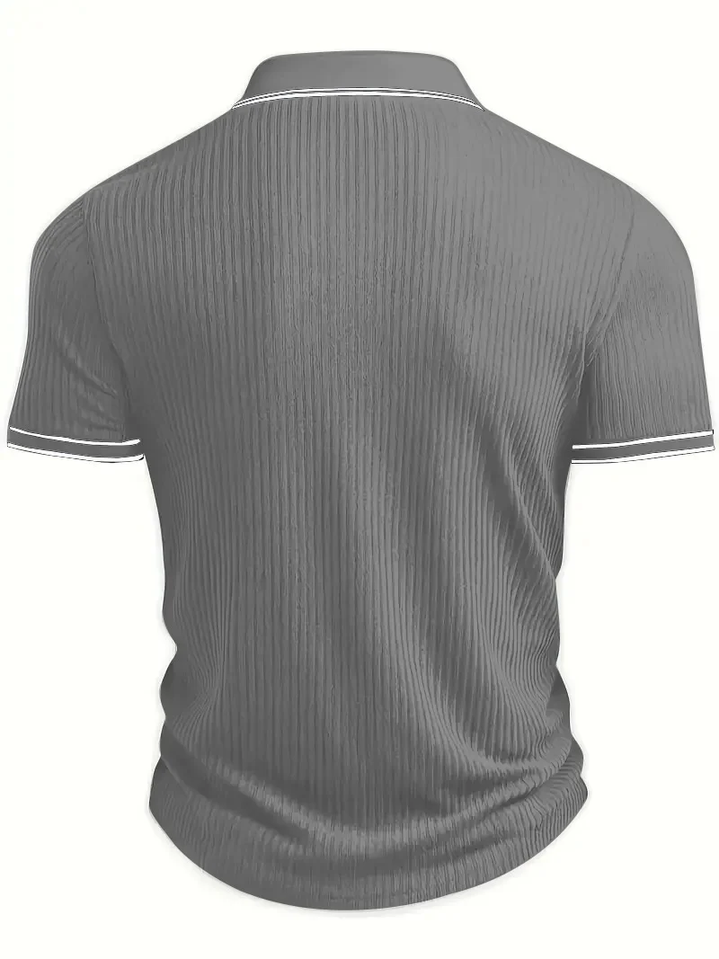 Color Matching Stripes Polo Shirt - Image 8