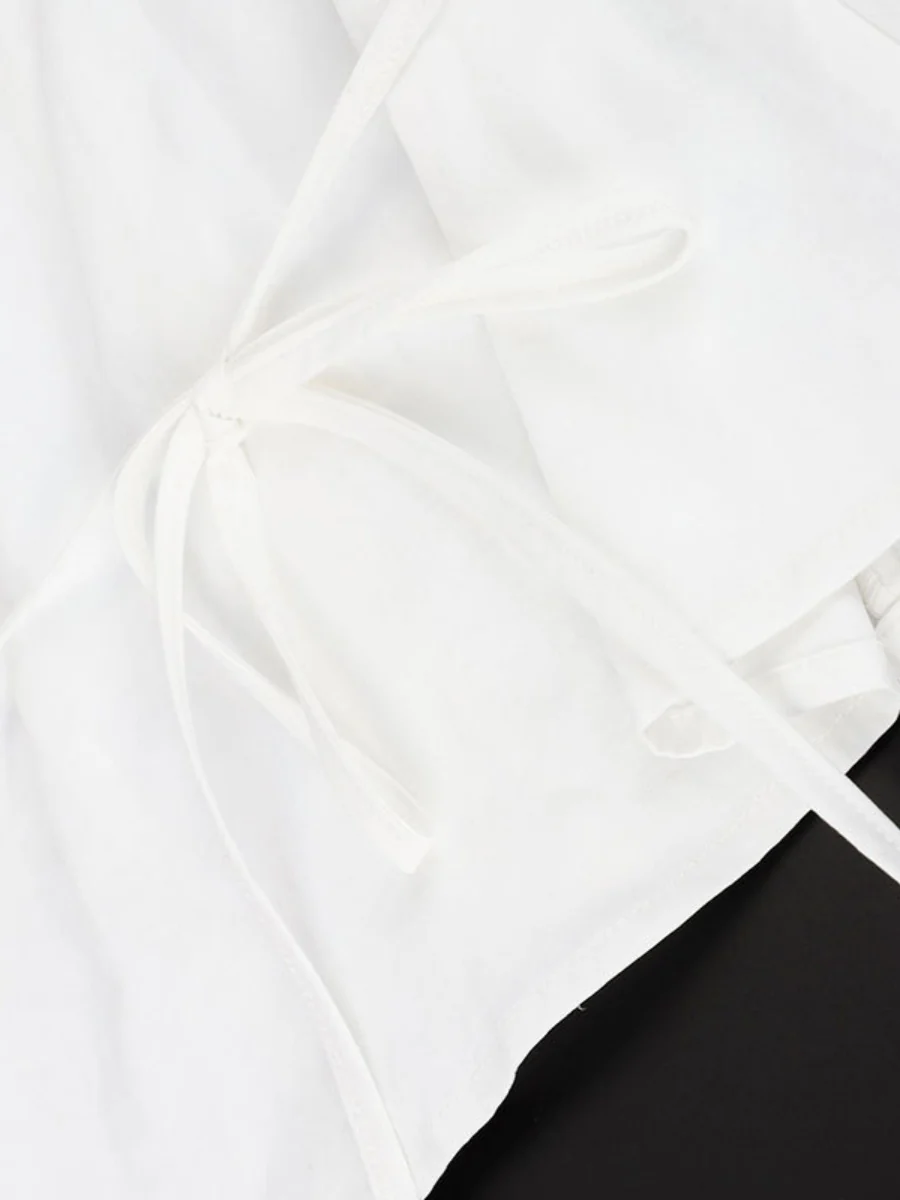 Flying Sleeves Gathering Slim-fit Lapel Shirts - Image 13