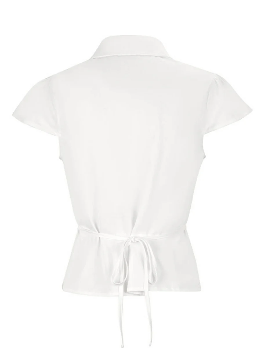 Flying Sleeves Gathering Slim-fit Lapel Shirts - Image 8