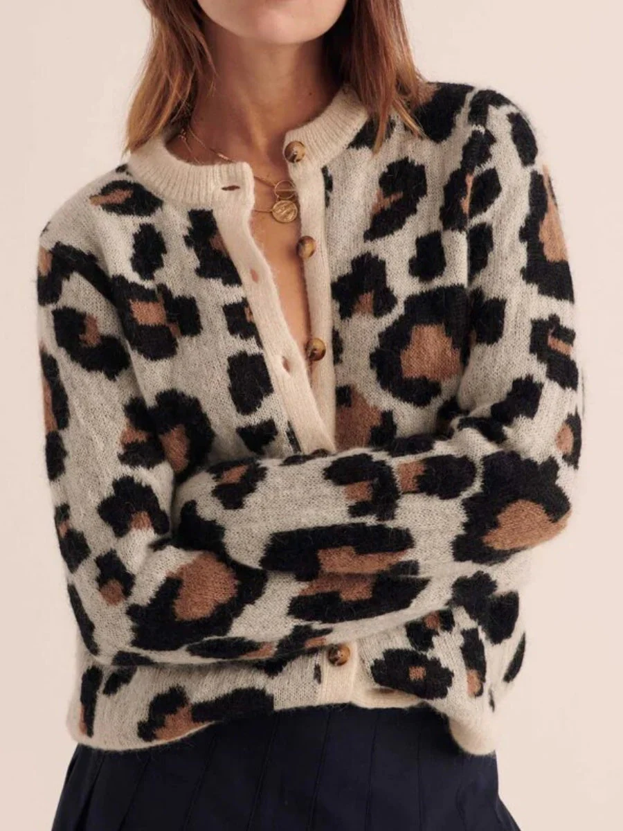 Leopard Stripes Splicing Cardigans - Image 11