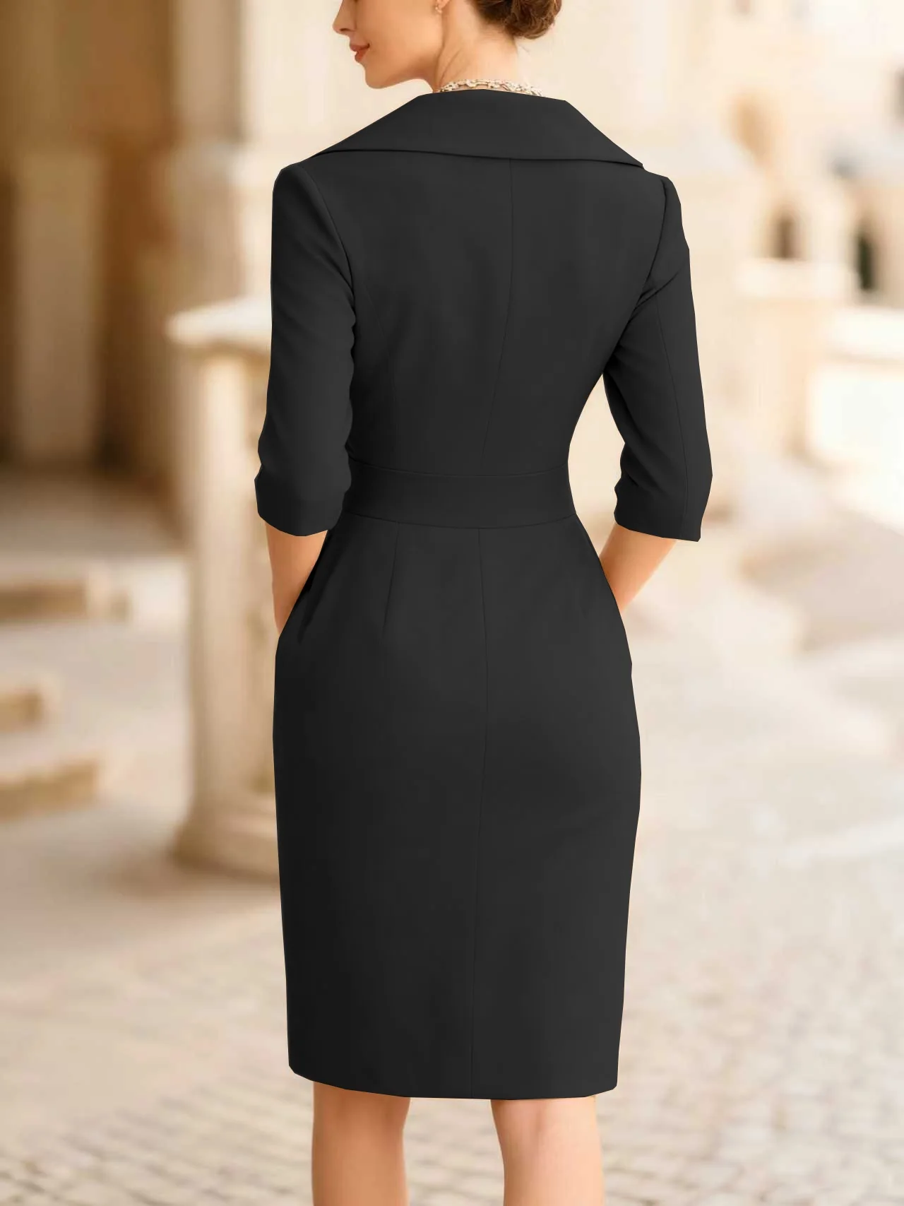 V-neck Long Sleeves, Slimming And Waist-cinching Midi Dresses - Image 4