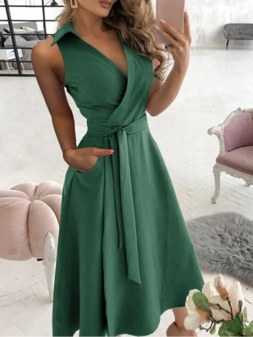 Long-sleeved V-neck Printed Bodycon Midi Dress With Irregular Design - Image 7