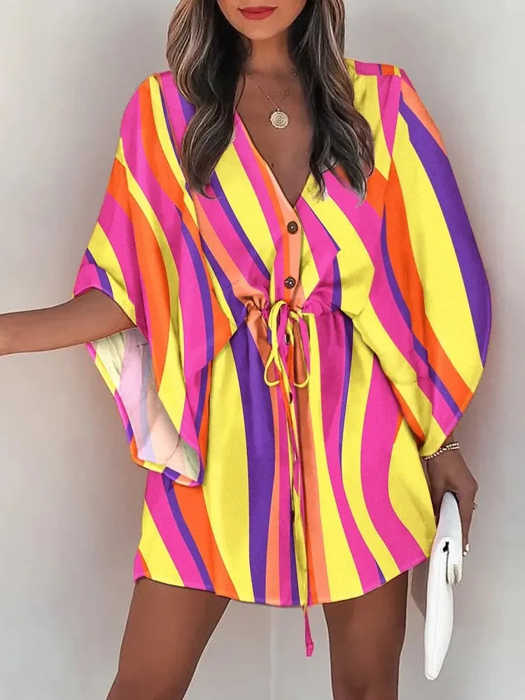 V-neck Tie For A Casual Vacation Look Mini&Short Dresses - Image 11