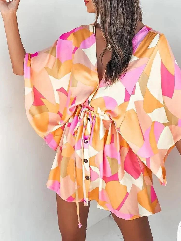 V-neck Tie For A Casual Vacation Look Mini&Short Dresses - Image 3